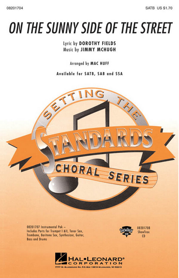 On the sunny Side of the Street&nbsp;&nbsp;for mixed chorus (SATB) and instruments&nbsp;&nbsp;vocal score