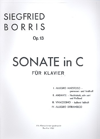 Sonate C-Dur op.13  für Klavier  