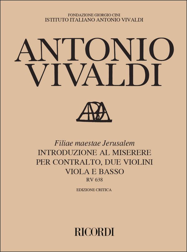 Filiae maestae Jerusalem RV638&nbsp;&nbsp;per contralto, 2 violini, viola e basso&nbsp;&nbsp;partitura