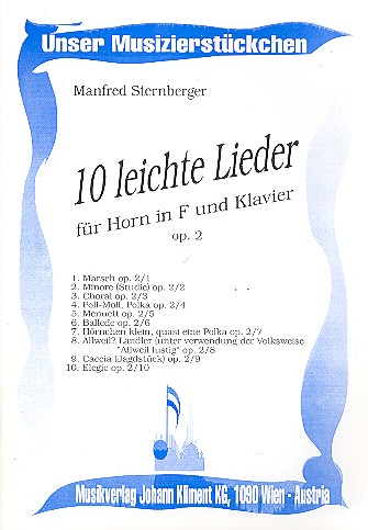 10 leichte Lieder op.2 für Horn und Klavier    