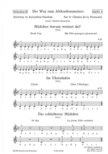 Der Weg zum Akkordeonmeister Band 1  Akkordeon 2  