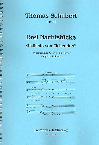 3 Nachtstücke für gem Chor und 2 Hörner  (Orgel ad lib)  Partitur