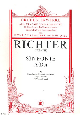 Sinfonie A-Dur für Streicher und&nbsp;&nbsp;Tasteninstrument(e), (2 Flöten ad lib)&nbsp;&nbsp;Partitur