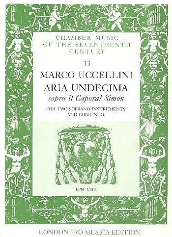 Aria undecima sopra il Caporal Simon  für 2 Violinen (Melodieinstrumente) und Bc  Partitur und Stimmen