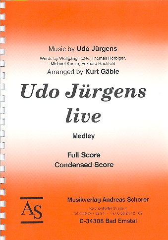 Udo Jürgens Live - Medley  für Blasorchester  Partitur