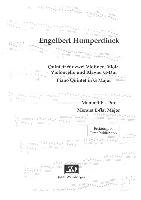 Quintett G-Dur  für Klavier und Streichquartett  Partitur und Stimmen