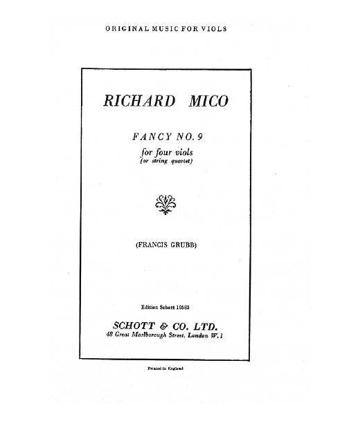 Fancy no.9  for 4 viols (string quartet/ recorder quartet)  score and parts