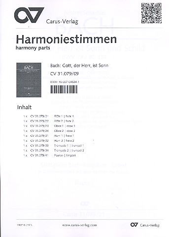 Gott der Herr ist Sonn und Schild BWV79&nbsp;&nbsp;für Soli, gem Chor und Instrumente&nbsp;&nbsp;Harmoniestimmen