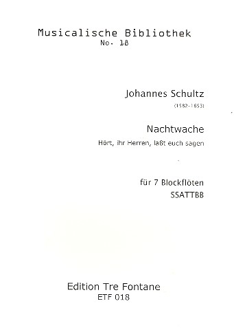 Nachtwache für 7 Blöckflöten SSATTBB  Partitur und Stimmen  