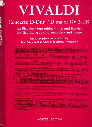 Konzert D-Dur RV312R für Violine und&nbsp;&nbsp;Streicher für Flautino (Sopranblockflöte)&nbsp;&nbsp;und Klavier