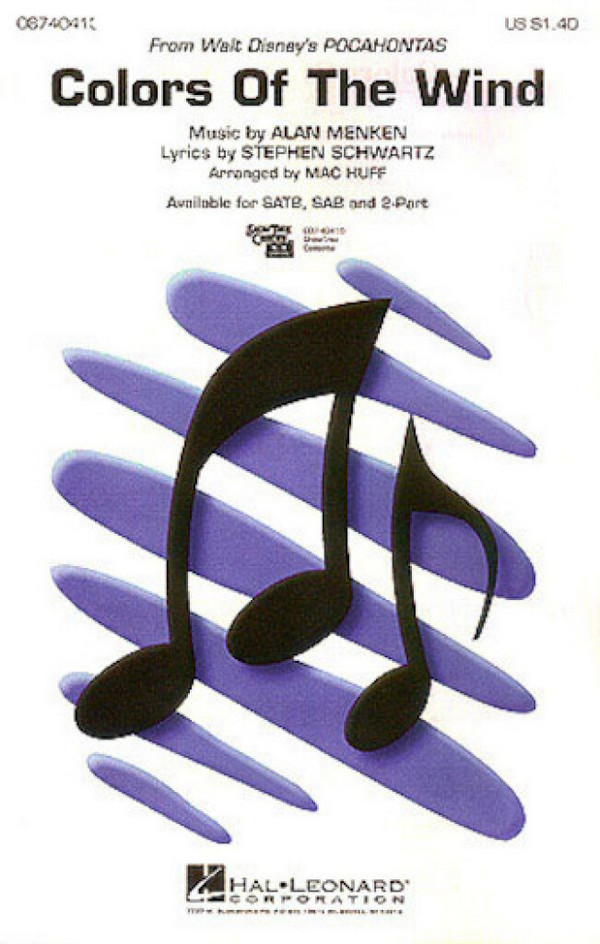Colors of the Wind for 2-part chorus  and piano  score