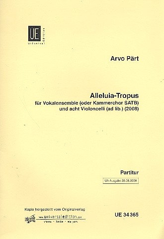Alleluja-Tropus für Vokalensemble  oder Kammerchor (SATB) und  8 Violoncelli,  Partitur (Kopie)