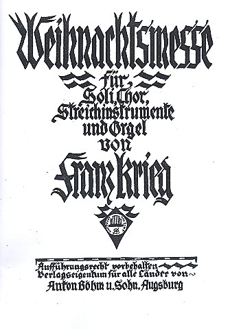 Weihnachtsmesse &nbsp;&nbsp;für Soli, gem Chor, Streicher und Orgel&nbsp;&nbsp;Partitur