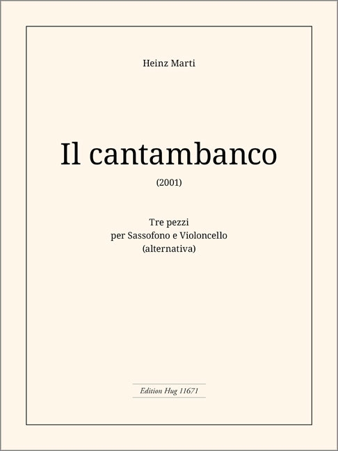Il cantambanco für Tenorsaxophon  (Flügelhorn) und Violoncello  Spielpartitur