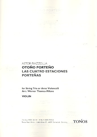 Otoño Porteño &nbsp;&nbsp;für Violine, Viola und Violoncello (3 Violoncelli)&nbsp;&nbsp;Stimmen