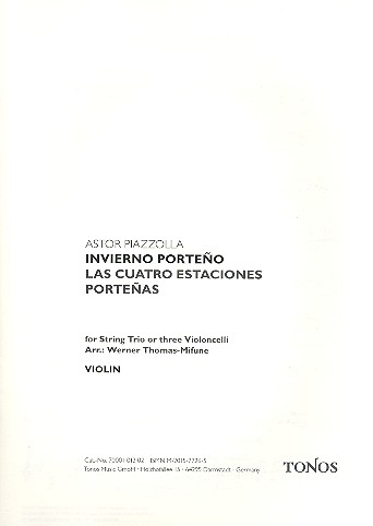 Invierno Porteño &nbsp;&nbsp;für Violine, Viola und Violoncello (3 Violoncelli)&nbsp;&nbsp;Stimmen
