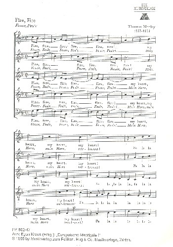 Fire Fire  für gem Chor a cappella  Partitur (dt/en)