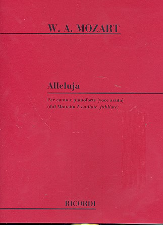 Alleluja da Exultate Jubilate KV165&nbsp;&nbsp;für Gesang (hoch) und Klavier&nbsp;&nbsp;