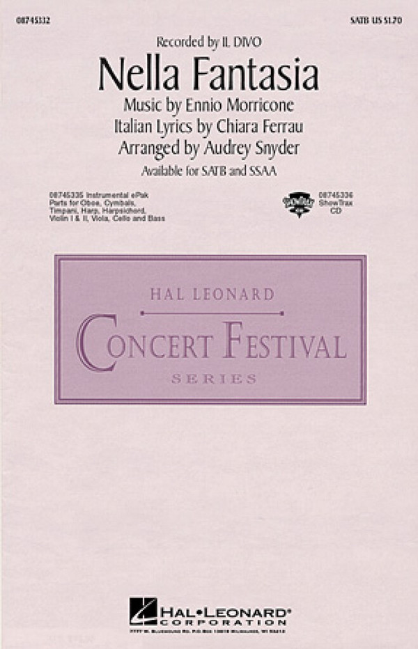 Nella Fantasia for mixed chorus  and instruments  vocal score (it/en)