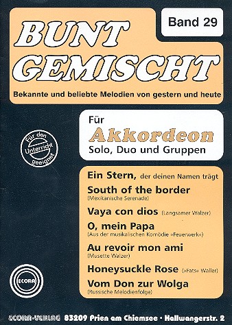 Bunt gemischt Band 29  für Akkordeon (Solo, Duo und Gruppen)  