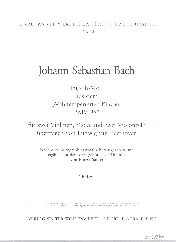 Fuge b-Moll BWV867 für 2 Violinen,&nbsp;&nbsp;Viola und 2 Violoncelli (Kb ad lib.)&nbsp;&nbsp;Viola