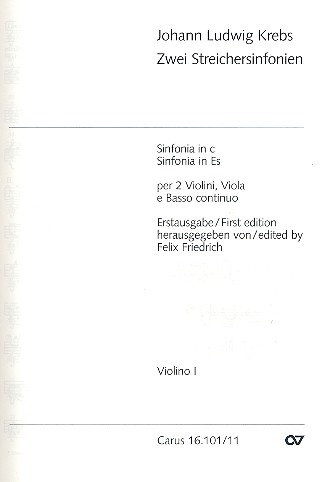 2 Streichersinfonien für 2 Violinen,  Viola und Bc  Violine 1
