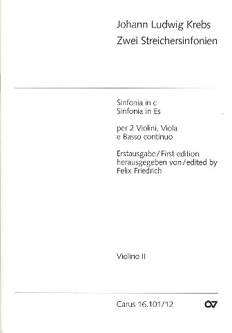 2 Streichersinfonien für 2 Violinen,  Viola und Bc  Violine 2
