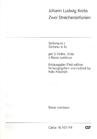 2 Streichersinfonien für 2 Violinen,  Viola und Bc  Basso continuo