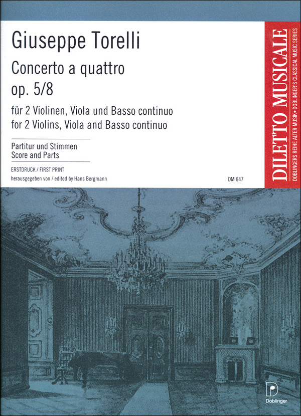 Concerto à quattro op.5,8 für  2 Violinen, Viola und Bc  Partitur und Simmen