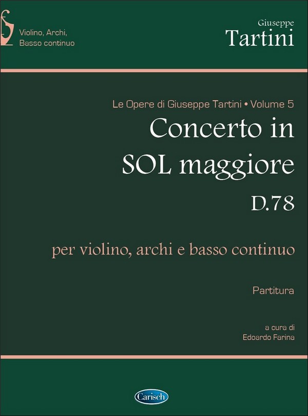 Concerto in Sol maggiore D78&nbsp;&nbsp;per violino, archi e basso continuo&nbsp;&nbsp;Partitura