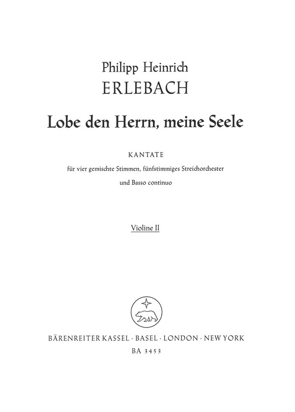 Lobe den Herrn meine Seele für  gem Chor, Streichorchester und Bc  Violine 2