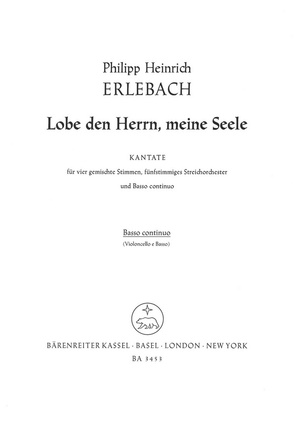 Lobe den Herrn meine Seele  für gem Chor, Streichorchester und Bc  Violoncello / Kontrabass