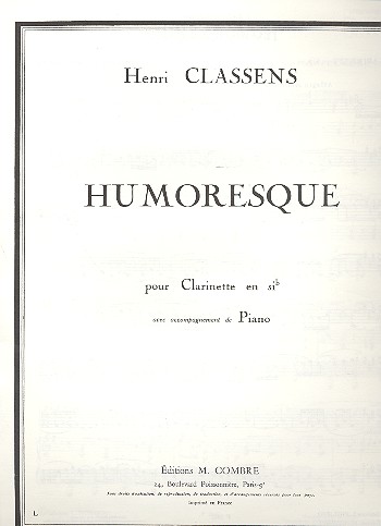 Humoresque pour clarinette et piano&nbsp;&nbsp;&nbsp;&nbsp;