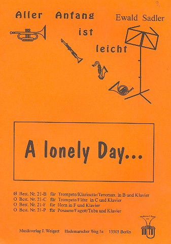 A lonely Day für Trompete in B  (Klarinette/Tenorsax.)  und Klavier  