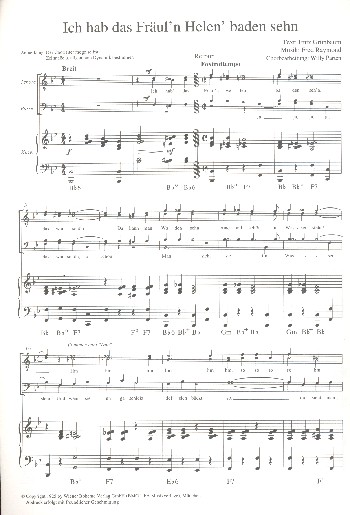 Ich hab das Fräul'n Helen 'baden sehn  für Männerchor und Klavier  Klavierpartitur