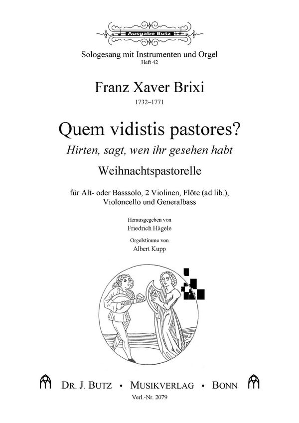 Quem vidistis pastores?  für Altsolo (Bass), 2 Violinen, (Flöte ad lib.), Violoncello und bc  Partitur