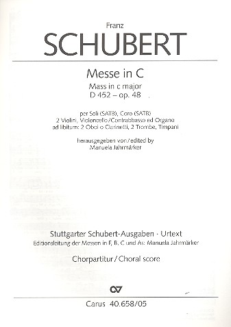 Messe C-Dur op.48 D452&nbsp;&nbsp;für Soli, Chor, Orchester und Orgel&nbsp;&nbsp;Chorpartitur