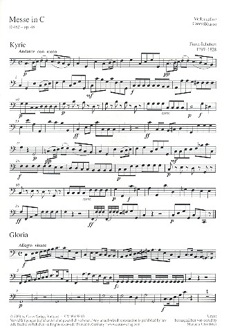 Messe C-Dur op.48 D452&nbsp;&nbsp;für Soli, Chor, Orchester und Orgel&nbsp;&nbsp;Cello / Bass