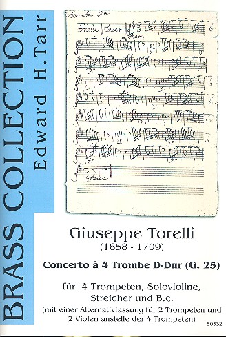 Concerto à 4 Trombe D-Dur G.25 für 4 Trompeten,  (oder 2 Trp, 2 Violen), Solo-Violine, Streicher und Bc  Partitur+Stimmen