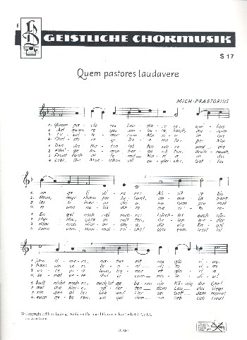 Quem pastores laudavere&nbsp;&nbsp;für gem Chor a cappella&nbsp;&nbsp;Partitur