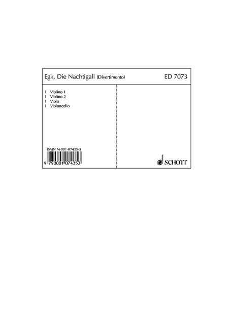 Die Nachtigall  für Streichquartett  Stimmensatz