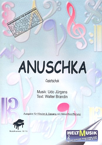 Anuschka: Einzelausgabe für  Klavier mit Text und Akkorden  
