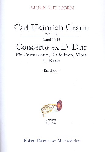 Konzert D-Dur Lund16 für Horn,  2 Violinen, Viola und Bass  Partitur