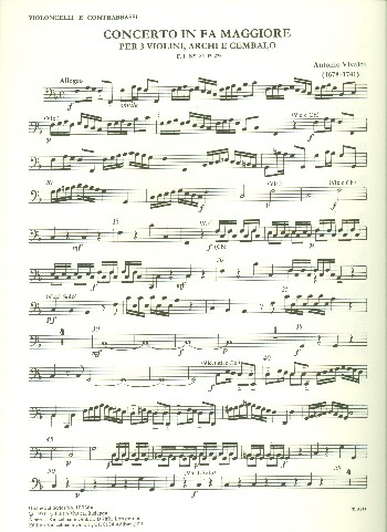 Konzert F-Dur PV278&nbsp;&nbsp;für 3 Violinen, Streicher und Bc&nbsp;&nbsp;Violoncello/Kontrabass