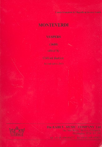 Vespers (1610) (blue cover)&nbsp;&nbsp;for mixed chorus and orchestra&nbsp;&nbsp;score (revised edition 2022)