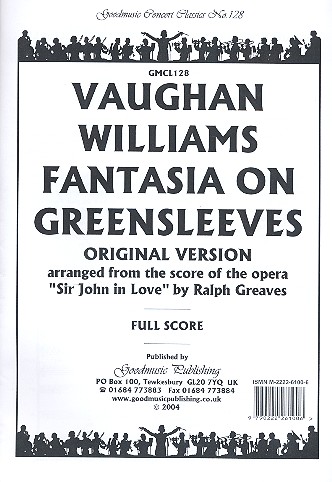 Fantasia on Greensleeves &nbsp;&nbsp;for string orchestra, 2 flutes and harp&nbsp;&nbsp;full score