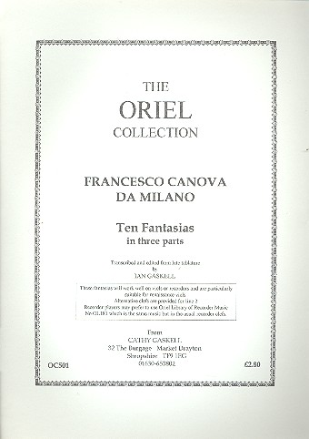 10 Fantasias in 3 Parts for 3 viols or recorders