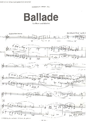 Ballade op.94,1  für Horn und Klavier  