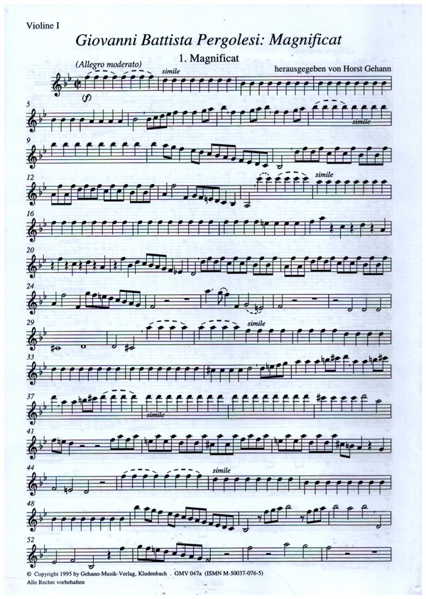 Magnificat für Chor und Streichorchester  Streicherset (1-1-1-1)  