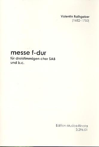 Kleine Messe F-Dur   für 2 Frauenstimmen (eine Männerstimme ad lib.), bc  Partitur